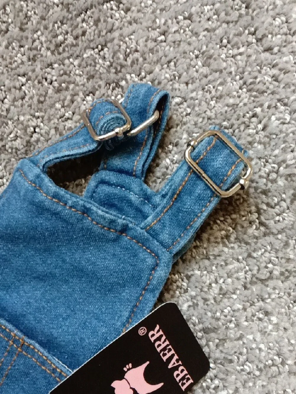Pet Clothes Elastic Jeans Overalls Washed Denim Cute Style for 🐶 Dogs Size S